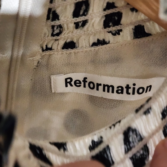 Reformation Black and White Polka Dot Long Sleeve Dress - Picture 4 of 6